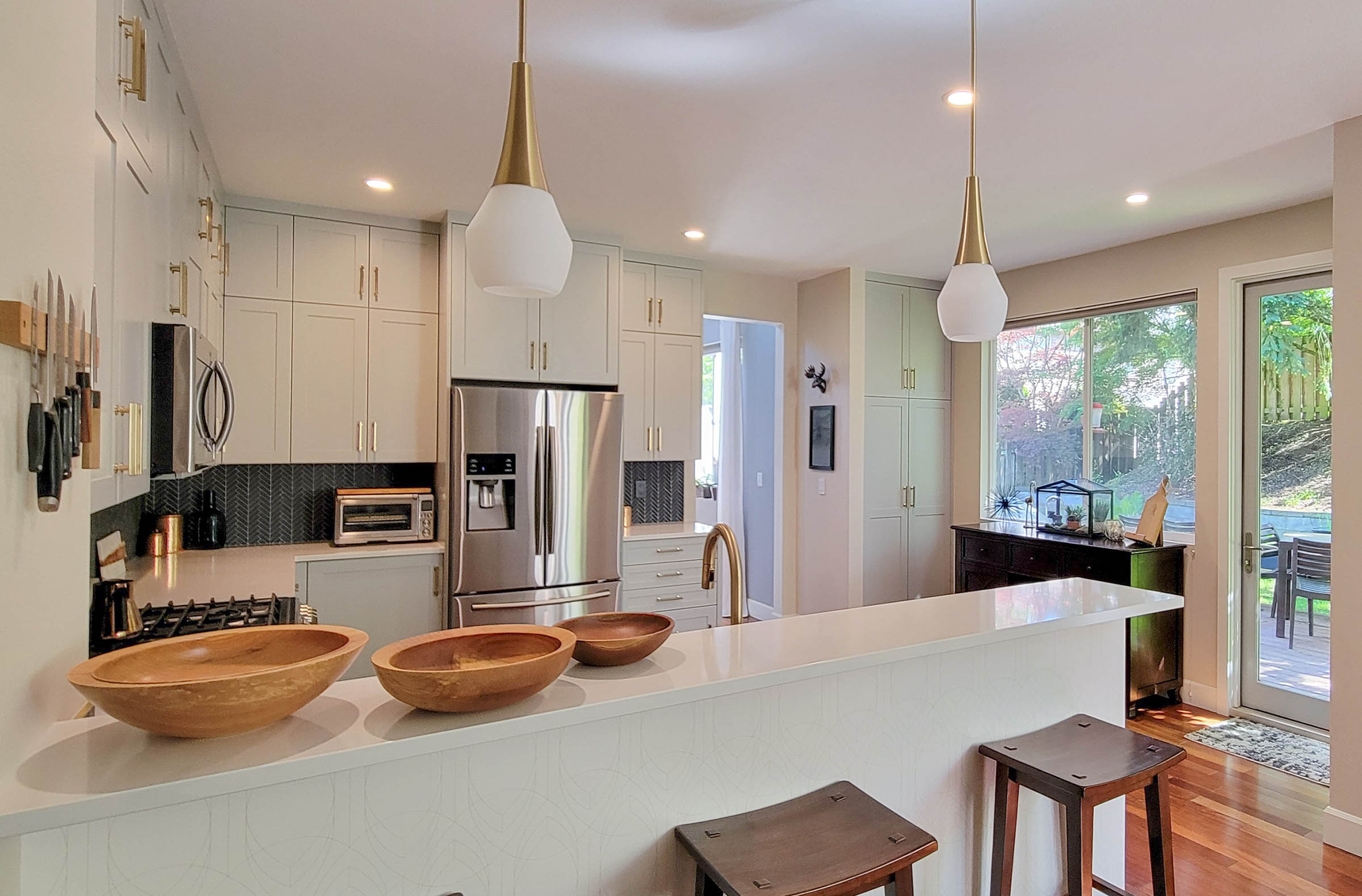 a view of a kitchen counter